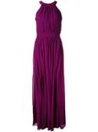 Max Mara Pianoforte - Gathered Gown - Women - Silk/polyamide/acetate - 44, Pink/purple, Silk/polyamide/acetate