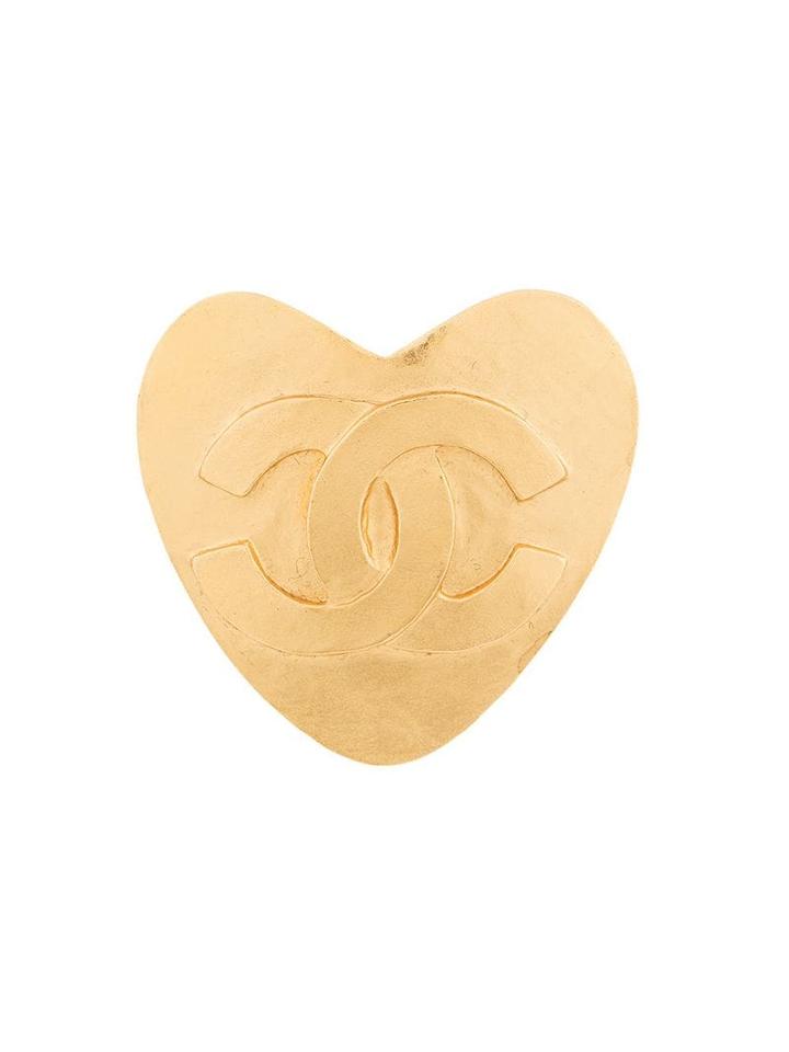 Chanel Pre-owned Heart Motif Brooch Pin Corsage - Metallic