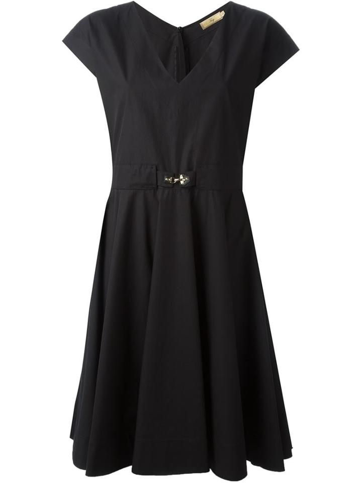 Fay Belted Swing Dress, Women's, Size: 50, Black, Cotton/spandex/elastane