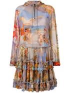 Moschino Fresco Print Hooded Dress - Multicolour