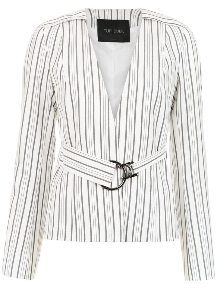 Tufi Duek Striped Blazer - White