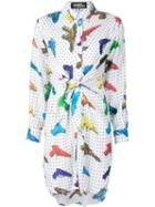 Jeremy Scott Water Gun Print Shirt Dress, Women's, Size: 40, White, Rayon