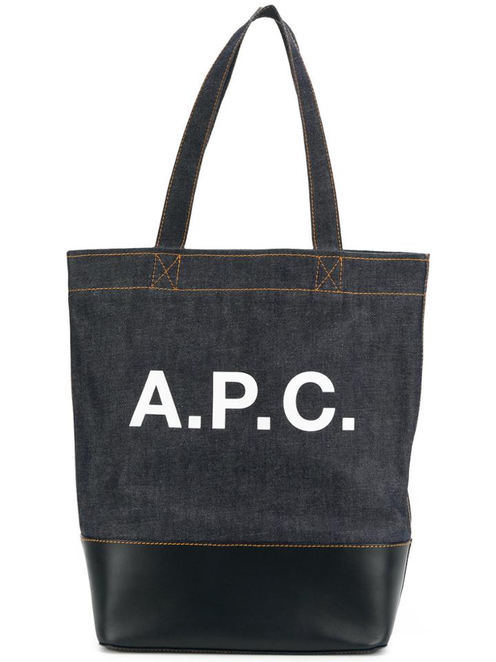 A.p.c. Logo Denim Tote - Blue