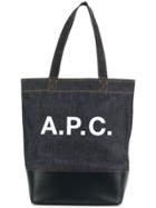 A.p.c. Logo Denim Tote - Blue