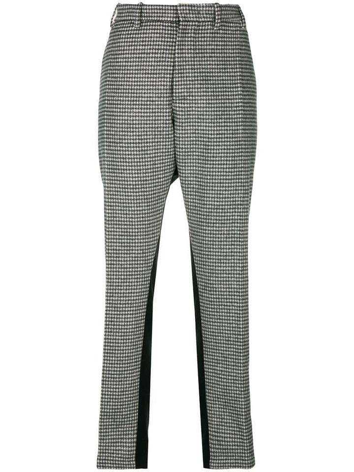 Nº21 Checked Bi-material Side-stripe Pants - Black