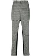 Nº21 Checked Bi-material Side-stripe Pants - Black