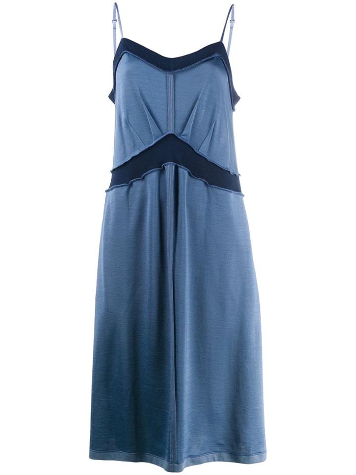 Mm6 Maison Margiela Exposed Hem Midi Dress - Blue