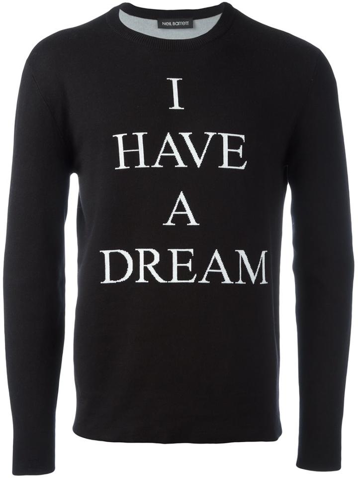 Neil Barrett 'i Have A Dream' Sweatshirt, Men's, Size: Small, Black, Cotton