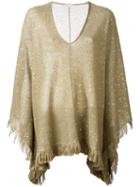 Brunello Cucinelli Light Sparkly Poncho, Women's, Size: Medium, Nude/neutrals, Silk/linen/flax/polyamide