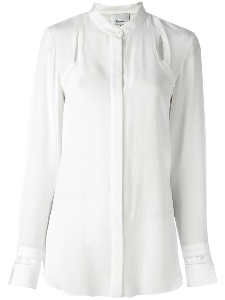 3.1 Phillip Lim Cut-out Detail Shirt, Women's, Size: 8, White, Silk/polyester/polyurethane
