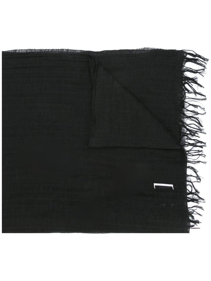 Julius Printed Woven Scarf, Men's, Black, Cotton/linen/flax