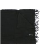 Julius Printed Woven Scarf, Men's, Black, Cotton/linen/flax