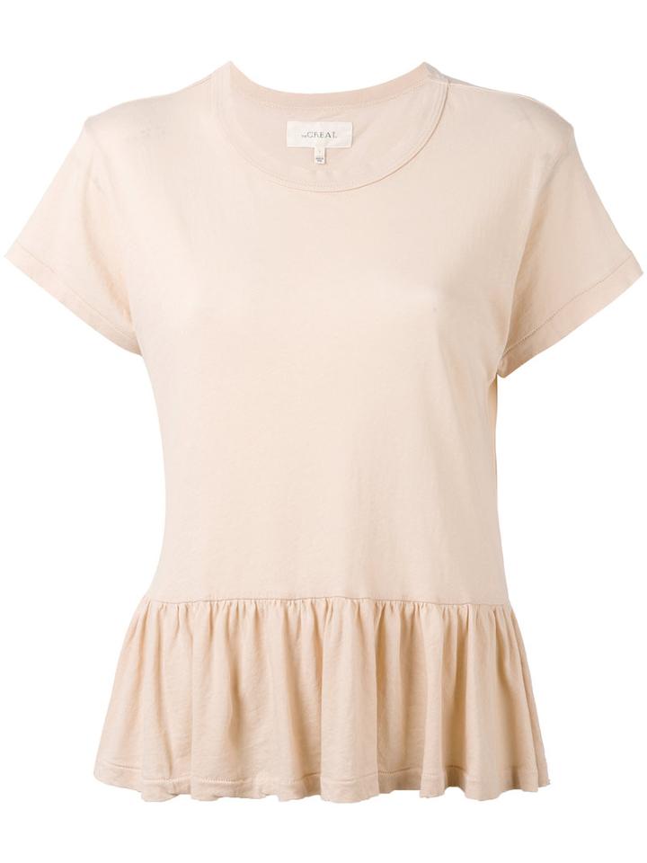 The Great - Peplum T-shirt - Women - Cotton - S, Nude/neutrals, Cotton