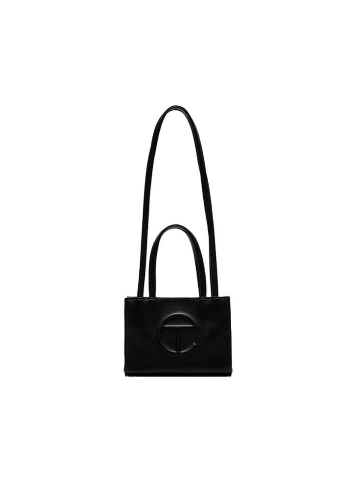 Telfar Black Mini Leather Shopping Bag