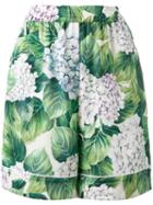 Dolce & Gabbana - Hydrangea Print Pyjama Shorts - Women - Silk/spandex/elastane - 42, Green, Silk/spandex/elastane