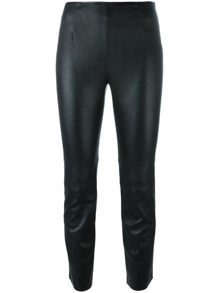 T By Alexander Wang Cropped Trousers, Women's, Size: 6, Black, Lamb Skin/cotton/spandex/elastane