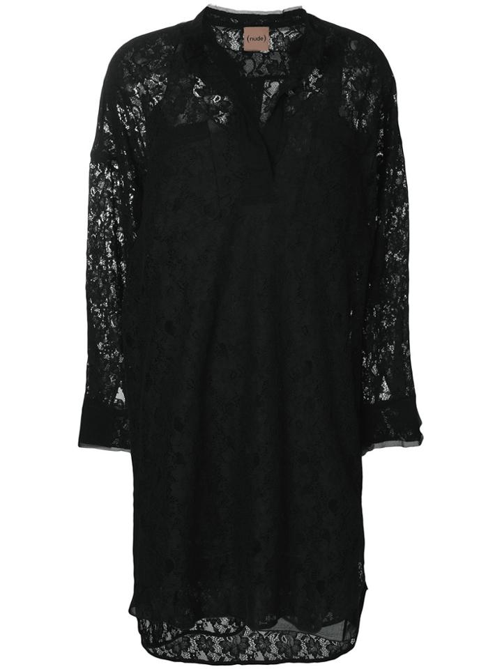 Nude Lace Dress - Black