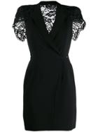 Elisabetta Franchi Lace Back Mini Wrap Dress - Black