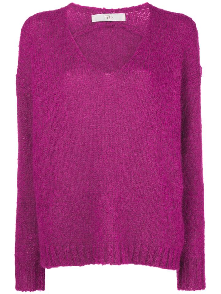 Tela V-neck Jumper - Pink & Purple