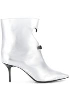 Msgm Cut-out Heart Metallic Boots - Silver
