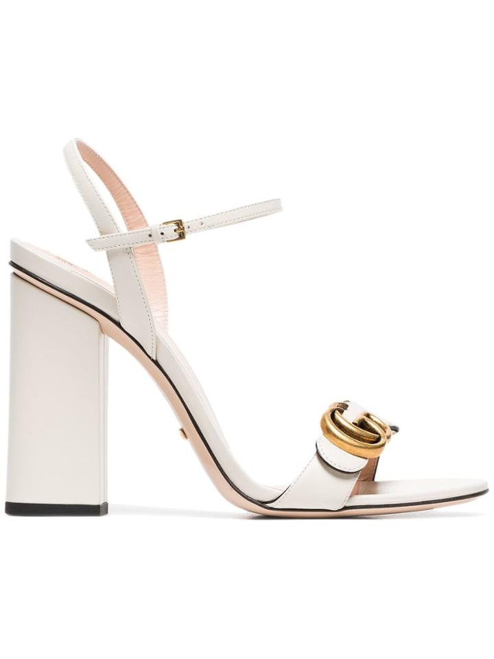 Gucci Marmont 105 Leather Sandals - White