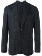 Boglioli Checked Two-button Blazer, Men's, Size: 50, Blue, Linen/flax/cupro/cashmere/wool