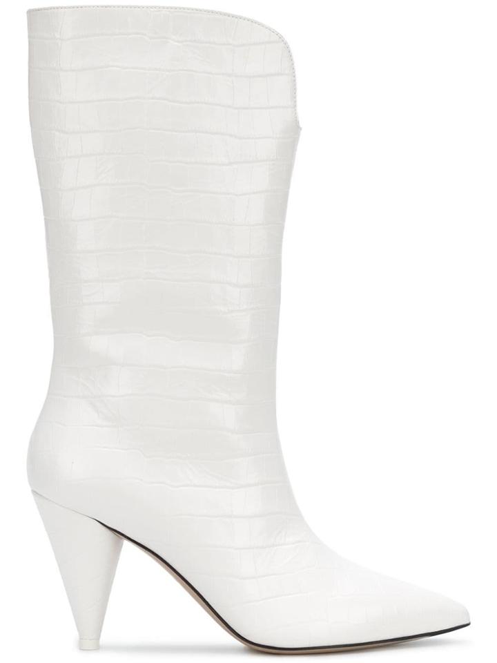 Attico Crocodile Effect Boots - White