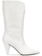 Attico Crocodile Effect Boots - White