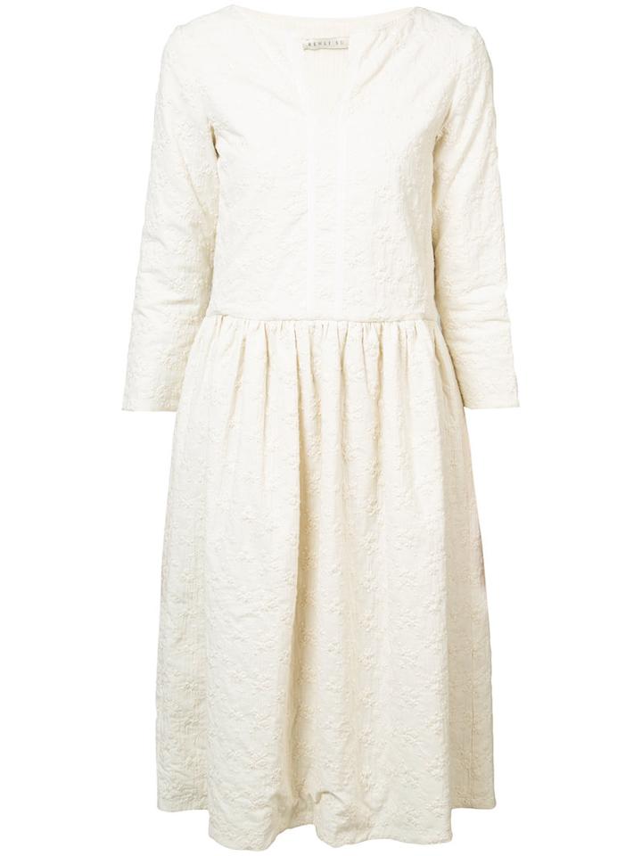 Renli Su - Jacquard Open Neck Dress - Women - Cotton - Xs, Women's, White, Cotton