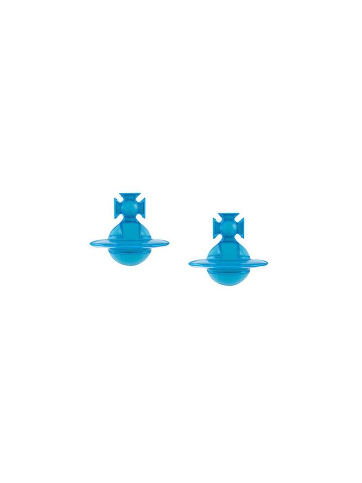 Vivienne Westwood Logo Earrings, Women's, Blue, Brass