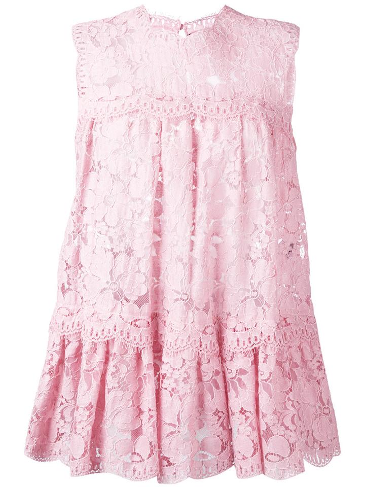 Alexander Mcqueen Sleeveless Lace Top, Women's, Size: 40, Pink/purple, Cotton/polyamide/viscose