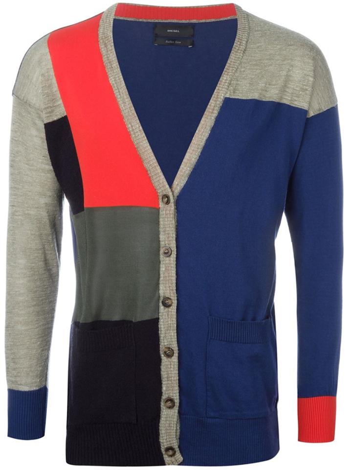 Diesel Colour Block Cardigan - Blue