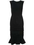 Oscar De La Renta Embroidered Trim Fitted Dress - Black
