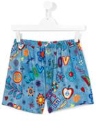 Moschino Kids Printed Shorts, Girl's, Size: 14 Yrs, Blue