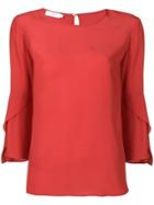 Barba Bell Sleeve Blouse - Red
