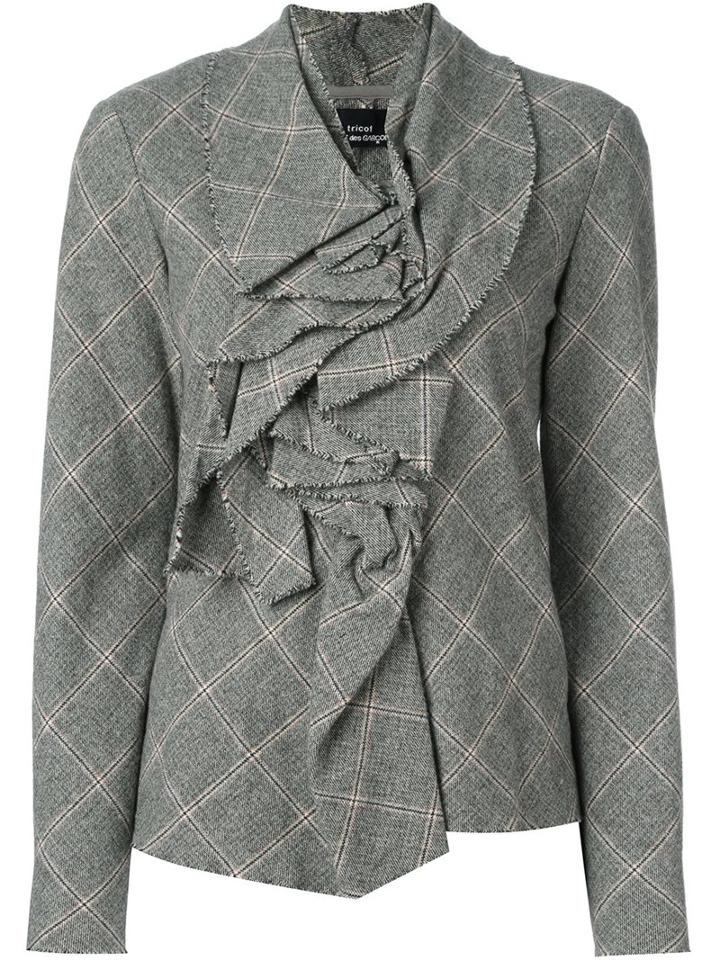 Comme Des Garçons Vintage Ruffled Front Plaid Top
