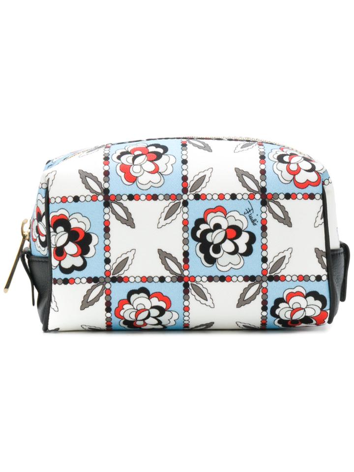 Emilio Pucci Floral Print Make Up Bag - White