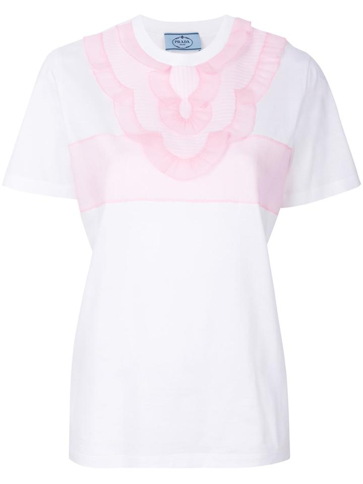Prada Embellished Bib T-shirt - White