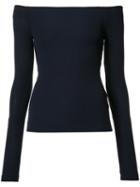 Getting Back To Square One - Ribbed Off-shoulder Top - Women - Spandex/elastane/viscose - M, Blue, Spandex/elastane/viscose