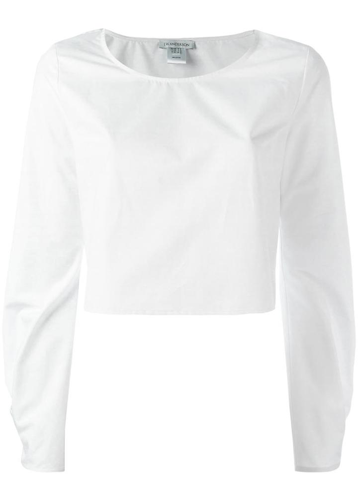 J.w.anderson Cropped Long Sleeved Top, Women's, Size: 8, White, Cotton