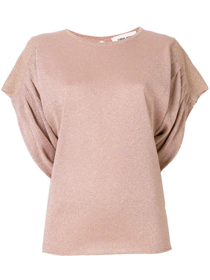 Circus Hotel Ruched Glitter T-shirt - Nude & Neutrals