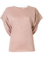 Circus Hotel Ruched Glitter T-shirt - Nude & Neutrals
