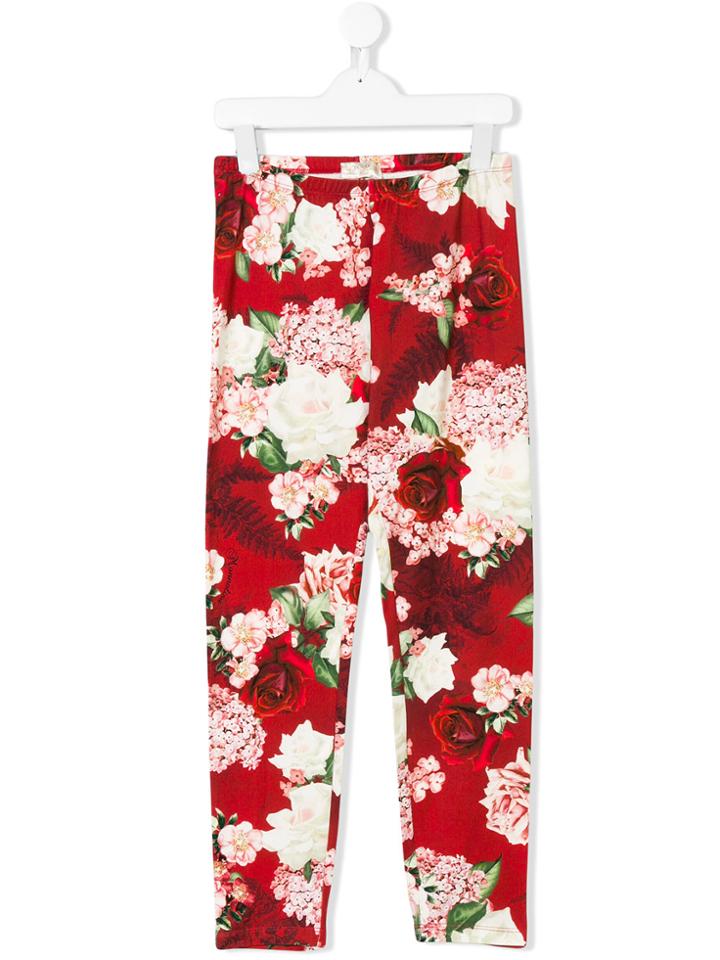 Monnalisa Chic Floral Print Leggings - Red