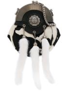 Miu Miu Furry Appliques Clutch Bag - Black