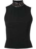 David Koma Studded Neck Top, Women's, Size: 10, Black, Spandex/elastane/acetate/viscose