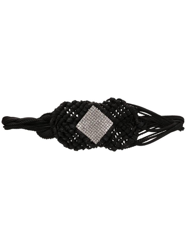 Saint Laurent Crystal Braided And Tied Belt - 1067 Black