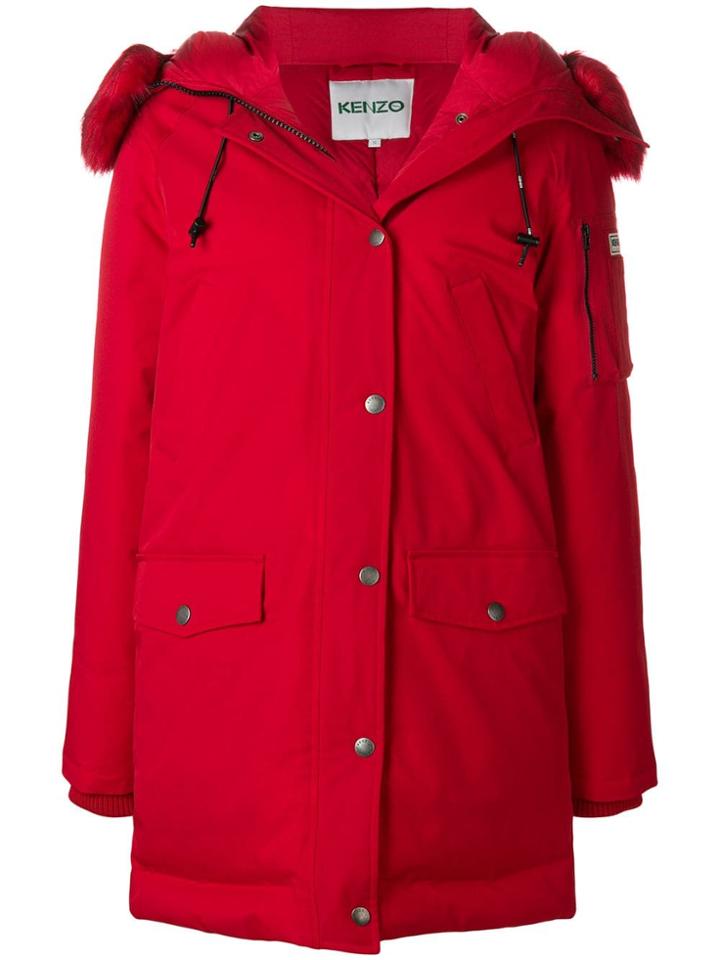 Kenzo Padded Hooded Coat - Red
