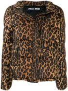 Miu Miu Leopard Print Puffer Jacket - Brown