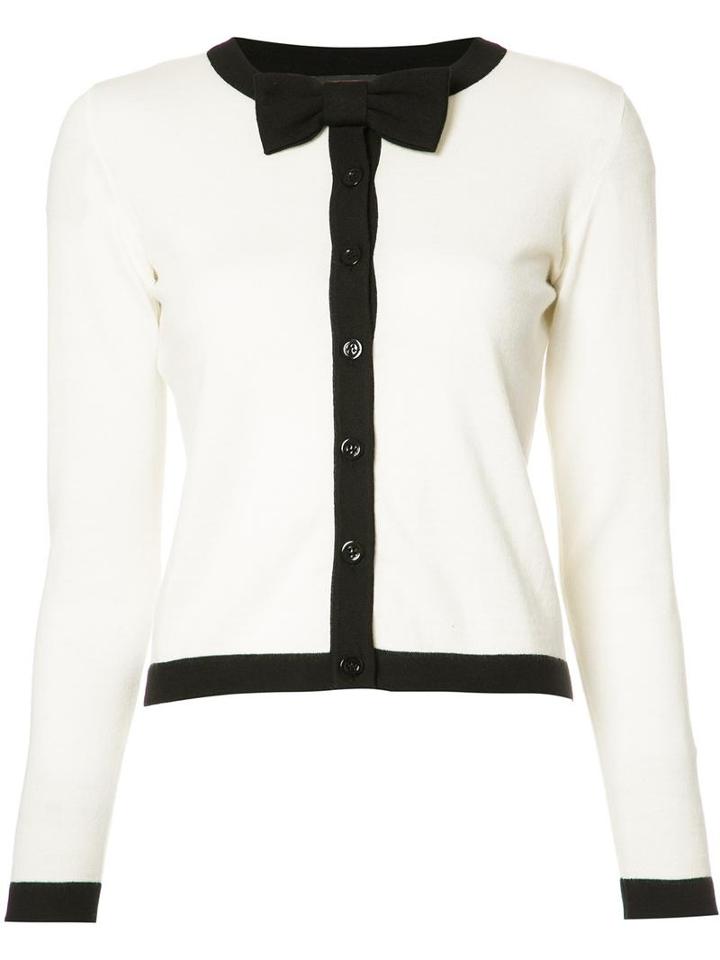 Boutique Moschino Bow Tie Cardigan, Women's, Size: 38, White, Cotton/virgin Wool