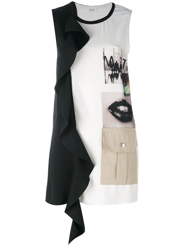 Aviù - Patchwork Tank Top - Women - Cotton/polyamide/polyester - 42, Women's, Black, Cotton/polyamide/polyester
